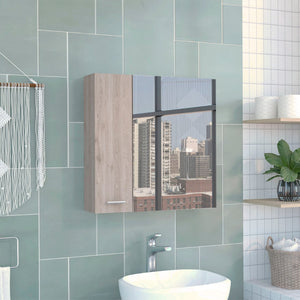 HomeRoots 24" Light Gray Wood Floating Vanity & Mirror Cabinet – Space-Saving Modern Design for Small Bathrooms 543584