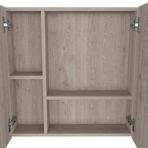HomeRoots 24" Light Gray Wood Floating Vanity & Mirror Cabinet – Space-Saving Modern Design for Small Bathrooms 543584