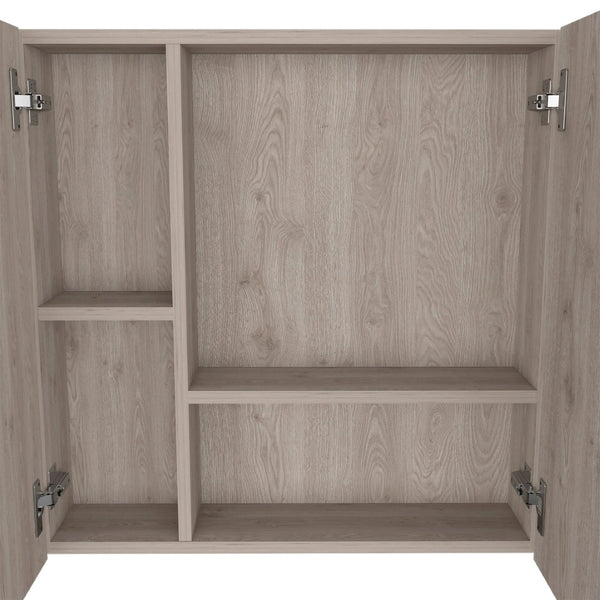 HomeRoots 24" Light Gray Wood Floating Vanity & Mirror Cabinet – Space-Saving Modern Design for Small Bathrooms 543584