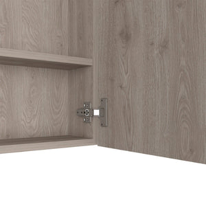 HomeRoots 24" Light Gray Wood Floating Vanity & Mirror Cabinet – Space-Saving Modern Design for Small Bathrooms 543584