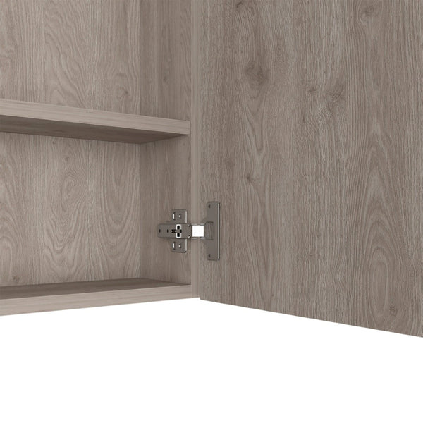 HomeRoots 24" Light Gray Wood Floating Vanity & Mirror Cabinet – Space-Saving Modern Design for Small Bathrooms 543584