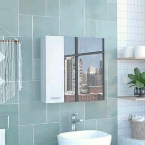 HomeRoots 24" White Wood Floating Vanity with Medicine Cabinet & Mirror - Stylish Space-Saving Bathroom Solution 543585