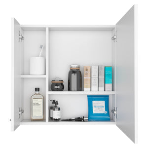 HomeRoots 24" White Wood Floating Vanity with Medicine Cabinet & Mirror - Stylish Space-Saving Bathroom Solution 543585