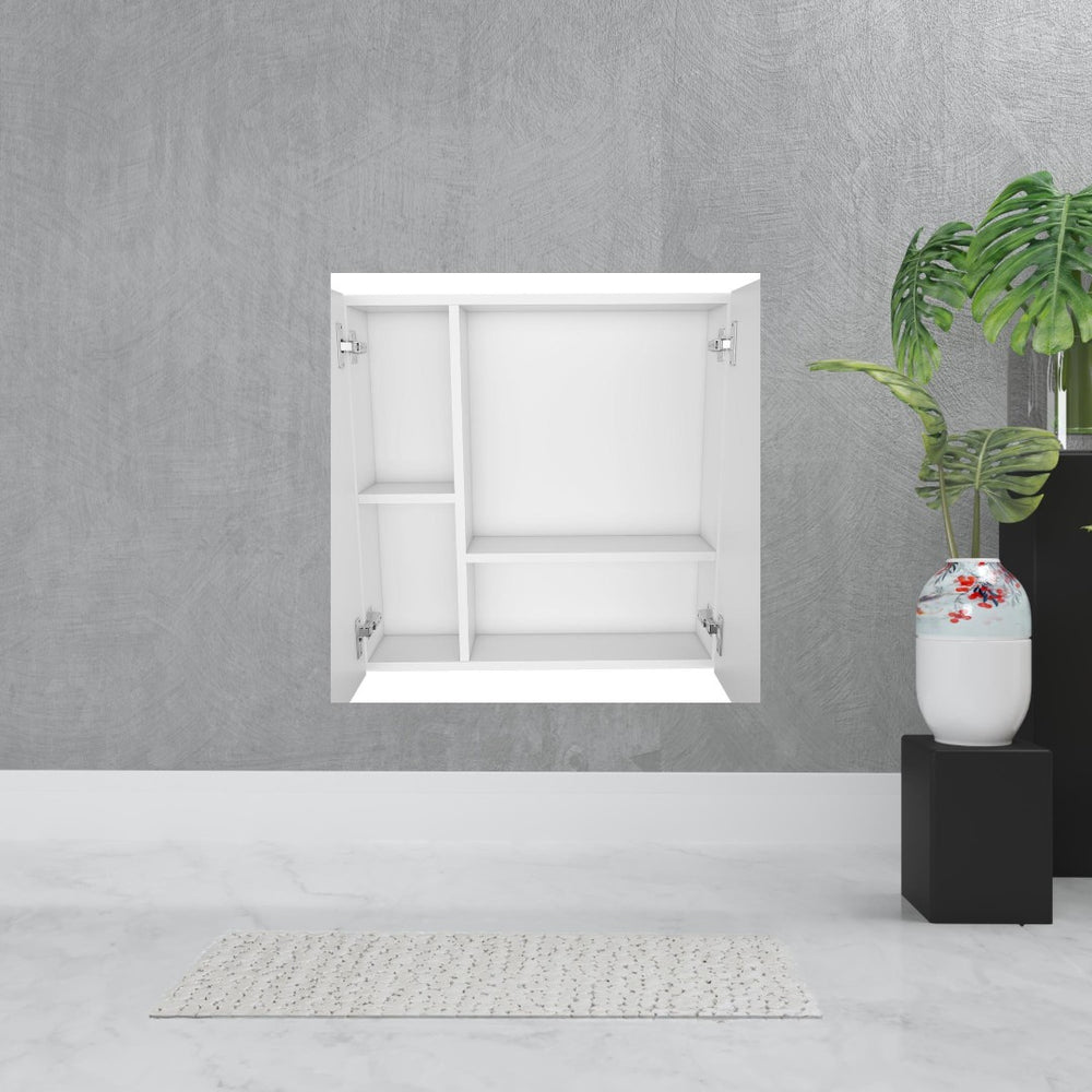 HomeRoots 24" White Wood Floating Vanity with Medicine Cabinet & Mirror - Stylish Space-Saving Bathroom Solution 543585