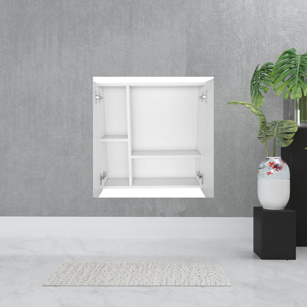HomeRoots 24" White Wood Floating Vanity with Medicine Cabinet & Mirror - Stylish Space-Saving Bathroom Solution 543585