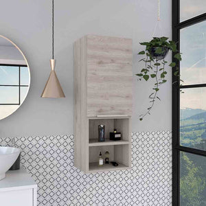 HomeRoots 12" Light Gray Freestanding Bathroom Vanity & Medicine Cabinet - Modern Space-Saving Design! 543586