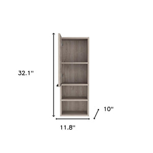 HomeRoots 12" Light Gray Freestanding Bathroom Vanity & Medicine Cabinet - Modern Space-Saving Design! 543586