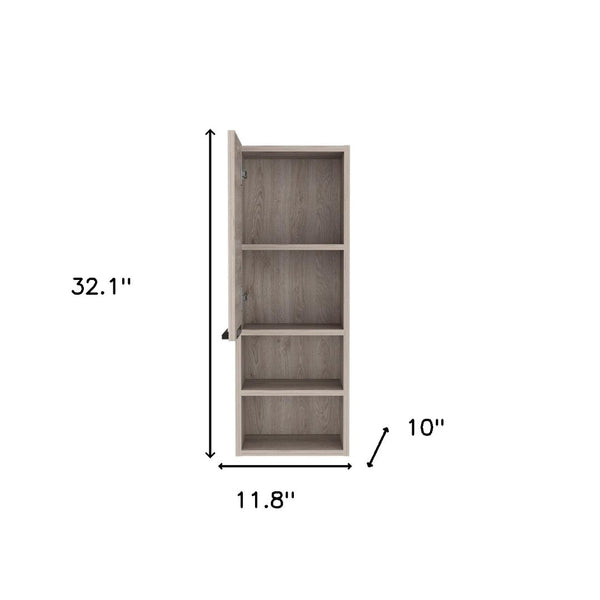 HomeRoots 12" Light Gray Freestanding Bathroom Vanity & Medicine Cabinet - Modern Space-Saving Design! 543586