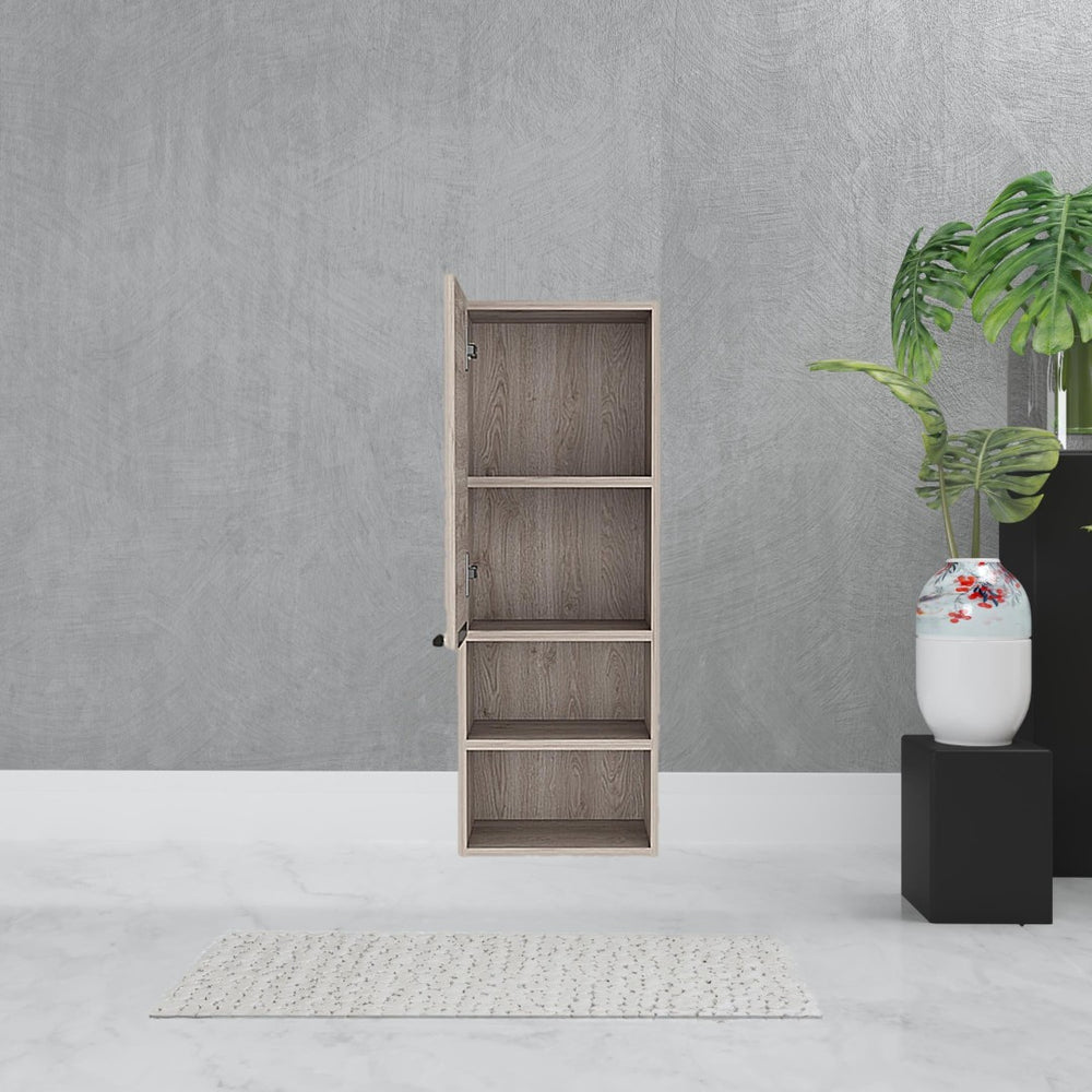 HomeRoots 12" Light Gray Freestanding Bathroom Vanity & Medicine Cabinet - Modern Space-Saving Design! 543586