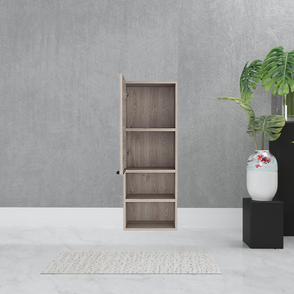 HomeRoots 12" Light Gray Freestanding Bathroom Vanity & Medicine Cabinet - Modern Space-Saving Design! 543586