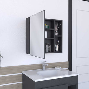 HomeRoots 20" Black Wood Floating Vanity & Medicine Cabinet Set - Modern Design for Small Spaces & Storage 543587