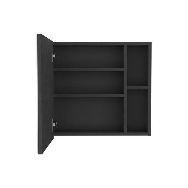 HomeRoots 20" Black Wood Floating Vanity & Medicine Cabinet Set - Modern Design for Small Spaces & Storage 543587