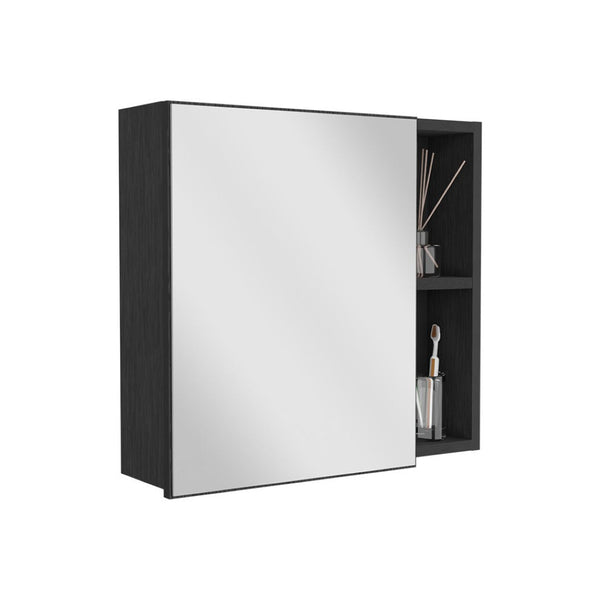 HomeRoots 20" Black Wood Floating Vanity & Medicine Cabinet Set - Modern Design for Small Spaces & Storage 543587