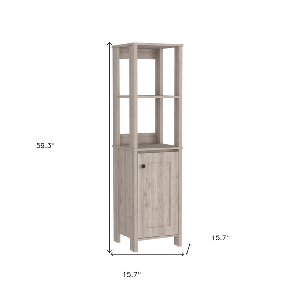 HomeRoots 16" Light Gray Freestanding Bathroom Vanity with Modern Design, Storage & Soft-Close Door Hinges 543595