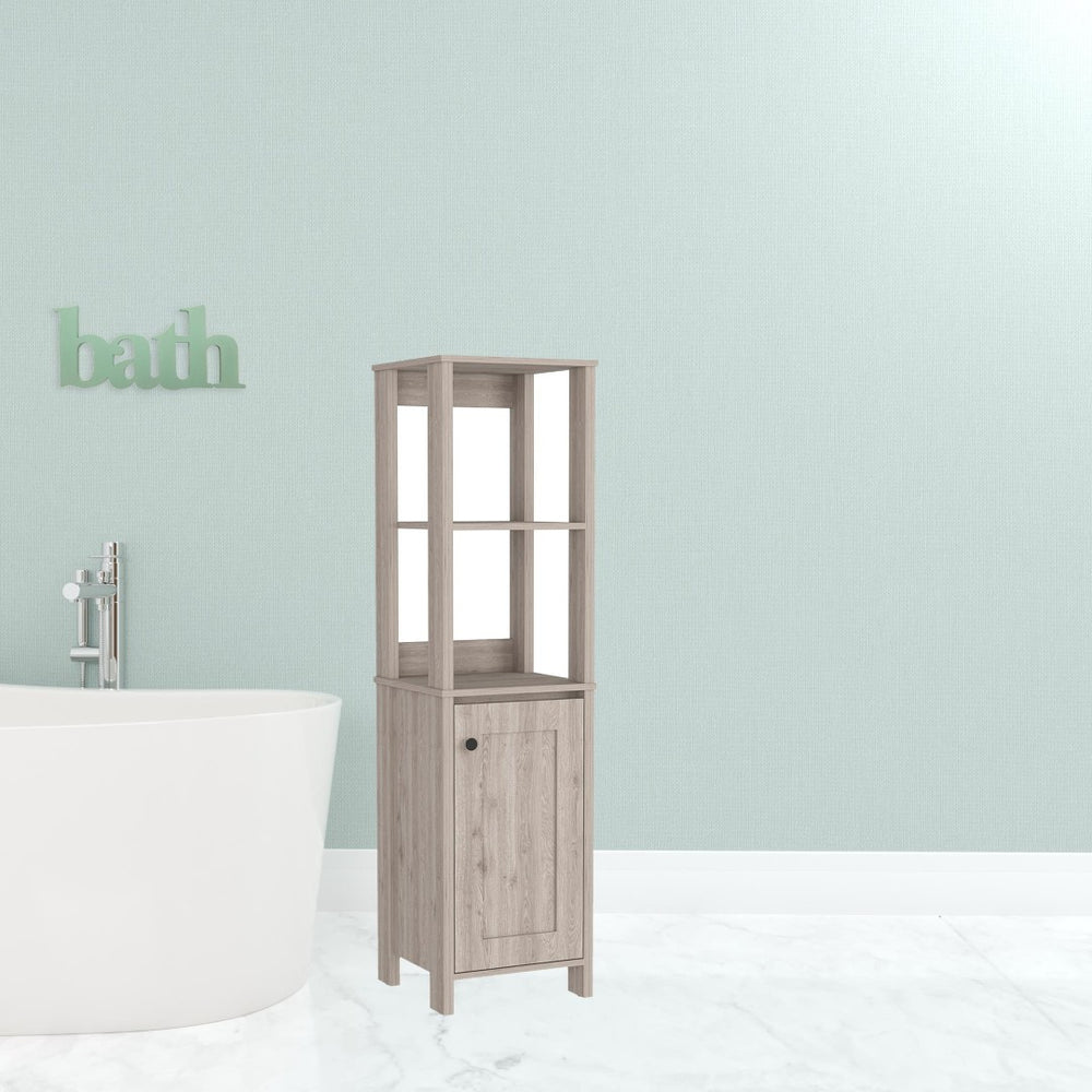 HomeRoots 16" Light Gray Freestanding Bathroom Vanity with Modern Design, Storage & Soft-Close Door Hinges 543595