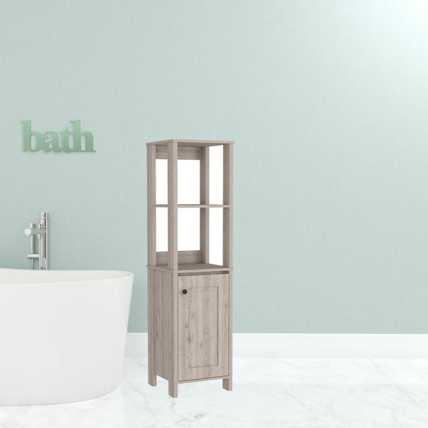HomeRoots 16" Light Gray Freestanding Bathroom Vanity with Modern Design, Storage & Soft-Close Door Hinges 543595