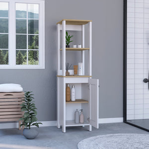 HomeRoots 16" Modern White Wood Freestanding Bathroom Vanity with Soft-Close Door & Stylish Black Handles 543596