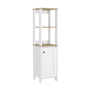 HomeRoots 16" Modern White Wood Freestanding Bathroom Vanity with Soft-Close Door & Stylish Black Handles 543596