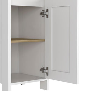 HomeRoots 16" Modern White Wood Freestanding Bathroom Vanity with Soft-Close Door & Stylish Black Handles 543596