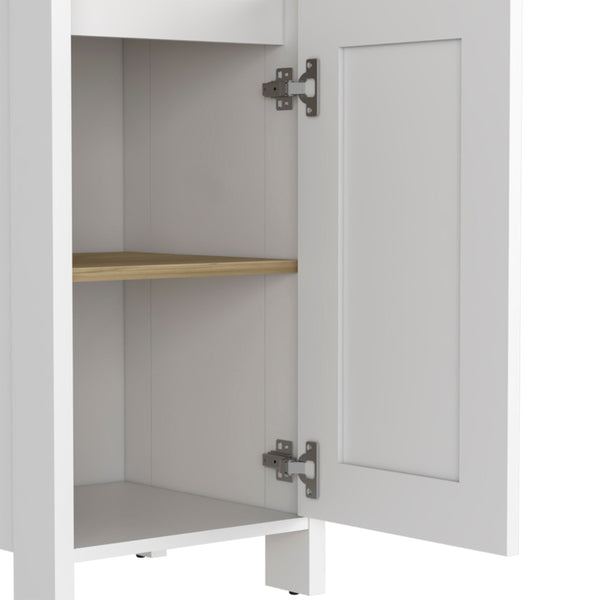 HomeRoots 16" Modern White Wood Freestanding Bathroom Vanity with Soft-Close Door & Stylish Black Handles 543596