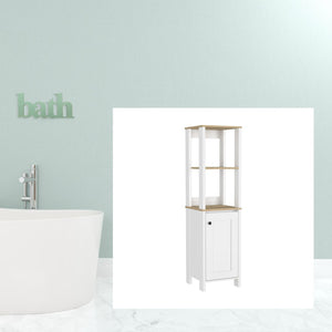 HomeRoots 16" Modern White Wood Freestanding Bathroom Vanity with Soft-Close Door & Stylish Black Handles 543596
