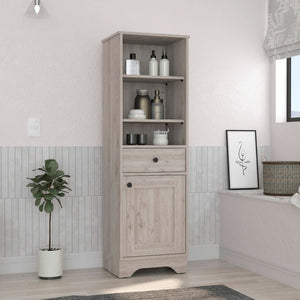 HomeRoots 17" Light Gray Wood Freestanding Bathroom Vanity with Soft-Close Door & Stylish Storage Solutions 543597