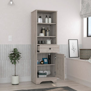 HomeRoots 17" Light Gray Wood Freestanding Bathroom Vanity with Soft-Close Door & Stylish Storage Solutions 543597