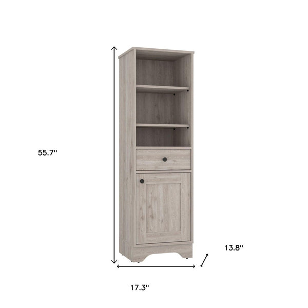 HomeRoots 17" Light Gray Wood Freestanding Bathroom Vanity with Soft-Close Door & Stylish Storage Solutions 543597