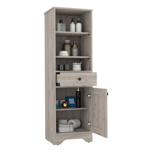 HomeRoots 17" Light Gray Wood Freestanding Bathroom Vanity with Soft-Close Door & Stylish Storage Solutions 543597