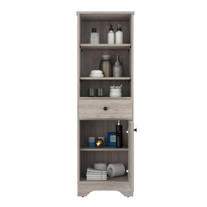 HomeRoots 17" Light Gray Wood Freestanding Bathroom Vanity with Soft-Close Door & Stylish Storage Solutions 543597