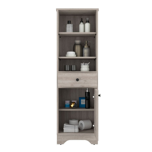 HomeRoots 17" Light Gray Wood Freestanding Bathroom Vanity with Soft-Close Door & Stylish Storage Solutions 543597