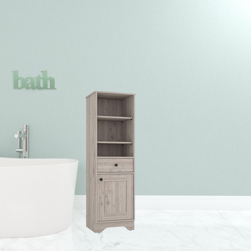 HomeRoots 17" Light Gray Wood Freestanding Bathroom Vanity with Soft-Close Door & Stylish Storage Solutions 543597