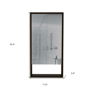 HomeRoots 18" Black Wood Floating Vanity with Medicine Cabinet & Mirror - Modern Bathroom Space Saver Design 543600