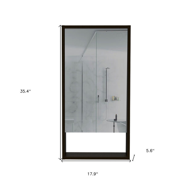HomeRoots 18" Black Wood Floating Vanity with Medicine Cabinet & Mirror - Modern Bathroom Space Saver Design 543600