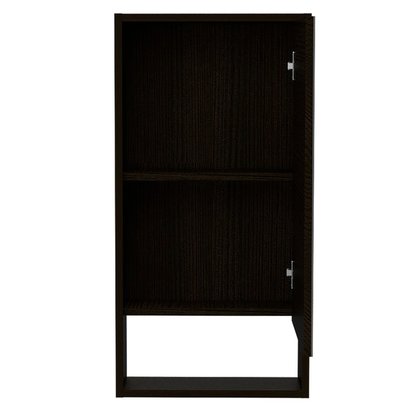 HomeRoots 18" Black Wood Floating Vanity with Medicine Cabinet & Mirror - Modern Bathroom Space Saver Design 543600