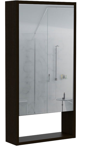 HomeRoots 18" Black Wood Floating Vanity with Medicine Cabinet & Mirror - Modern Bathroom Space Saver Design 543600