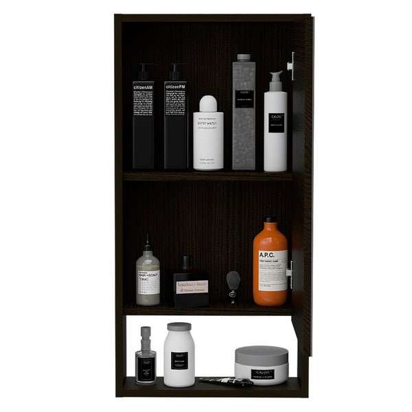 HomeRoots 18" Black Wood Floating Vanity with Medicine Cabinet & Mirror - Modern Bathroom Space Saver Design 543600