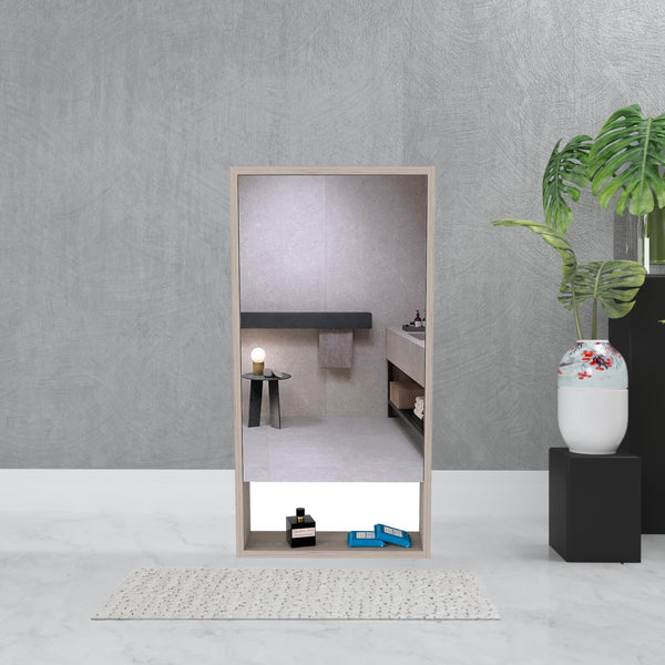 HomeRoots 18" Light Gray Floating Bathroom Vanity with Mirror & Medicine Cabinet - Space-Saving Modern Design 543601