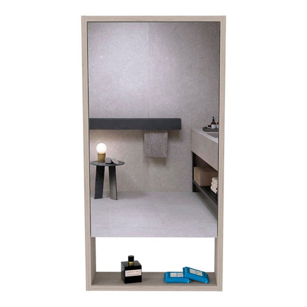 HomeRoots 18" Light Gray Floating Bathroom Vanity with Mirror & Medicine Cabinet - Space-Saving Modern Design 543601