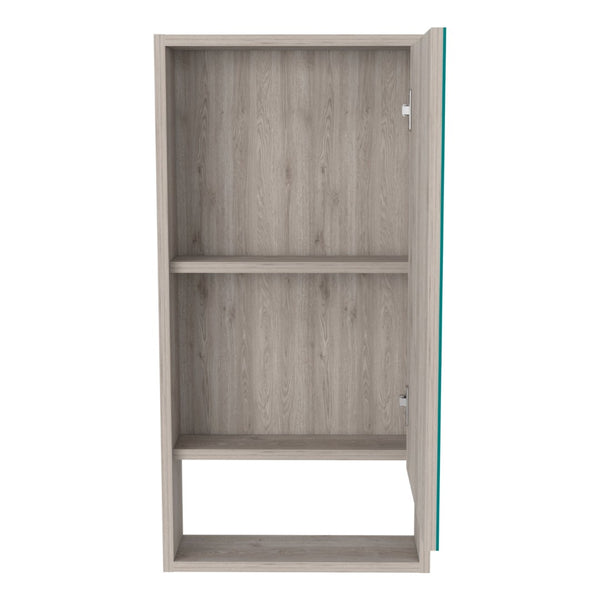 HomeRoots 18" Light Gray Floating Bathroom Vanity with Mirror & Medicine Cabinet - Space-Saving Modern Design 543601
