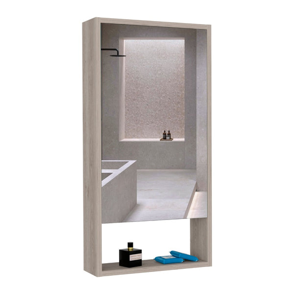 HomeRoots 18" Light Gray Floating Bathroom Vanity with Mirror & Medicine Cabinet - Space-Saving Modern Design 543601