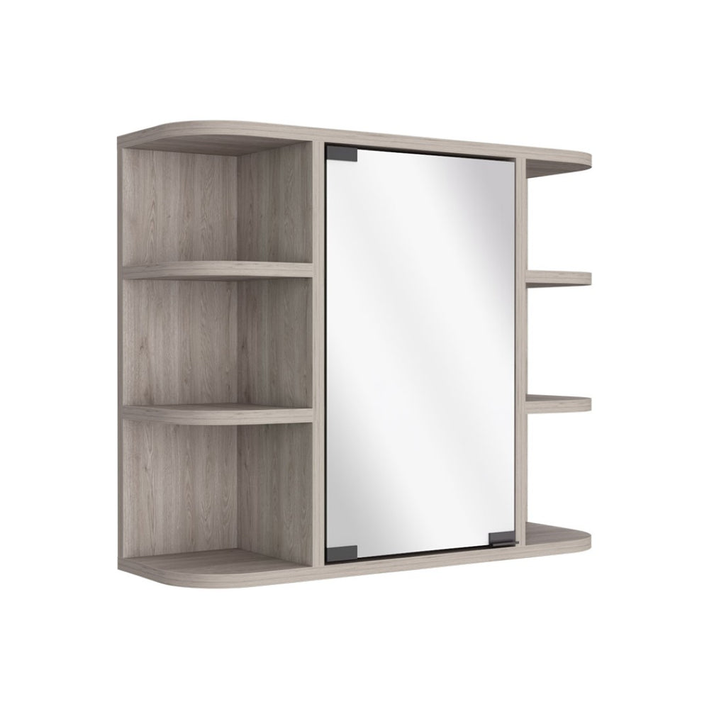 HomeRoots 24" Light Gray Wood Floating Vanity with Medicine Cabinet & Mirror - Modern Space-Saving Design 543604