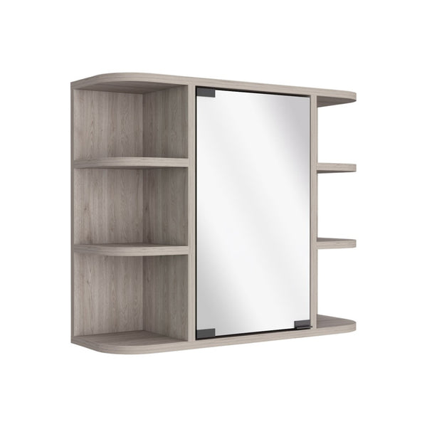 HomeRoots 24" Light Gray Wood Floating Vanity with Medicine Cabinet & Mirror - Modern Space-Saving Design 543604