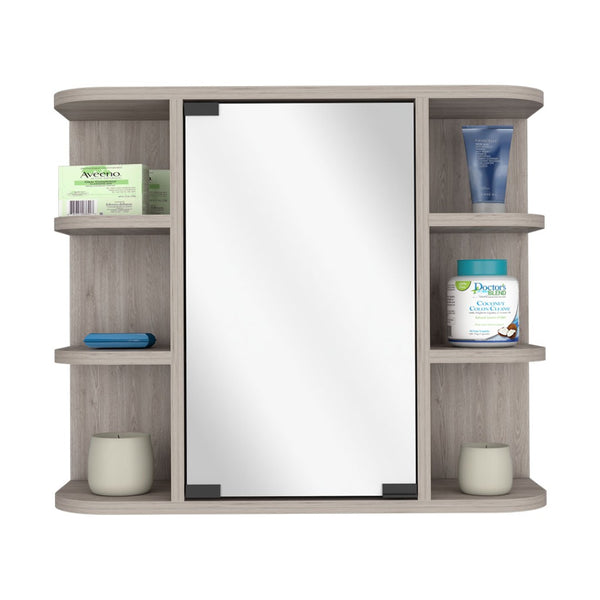 HomeRoots 24" Light Gray Wood Floating Vanity with Medicine Cabinet & Mirror - Modern Space-Saving Design 543604