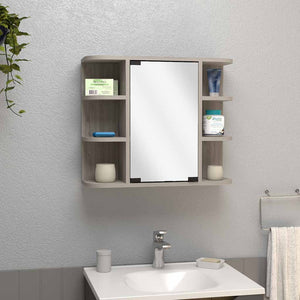 HomeRoots 24" Light Gray Wood Floating Vanity with Medicine Cabinet & Mirror - Modern Space-Saving Design 543604