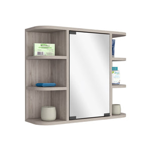 HomeRoots 24" Light Gray Wood Floating Vanity with Medicine Cabinet & Mirror - Modern Space-Saving Design 543604