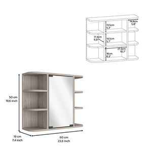 HomeRoots 24" Light Gray Wood Floating Vanity with Medicine Cabinet & Mirror - Modern Space-Saving Design 543604