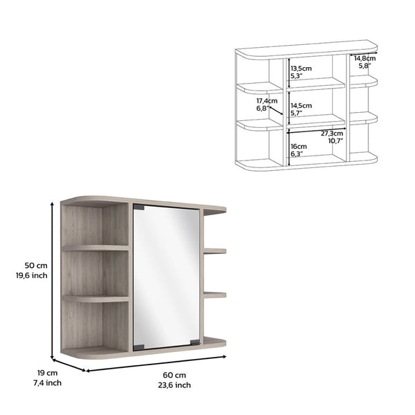 HomeRoots 24" Light Gray Wood Floating Vanity with Medicine Cabinet & Mirror - Modern Space-Saving Design 543604