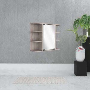 HomeRoots 24" Light Gray Wood Floating Vanity with Medicine Cabinet & Mirror - Modern Space-Saving Design 543604
