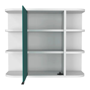 HomeRoots 24" White Wood Floating Bathroom Vanity with Mirror Cabinet - Smart Space-Saving Design & Storage 543605